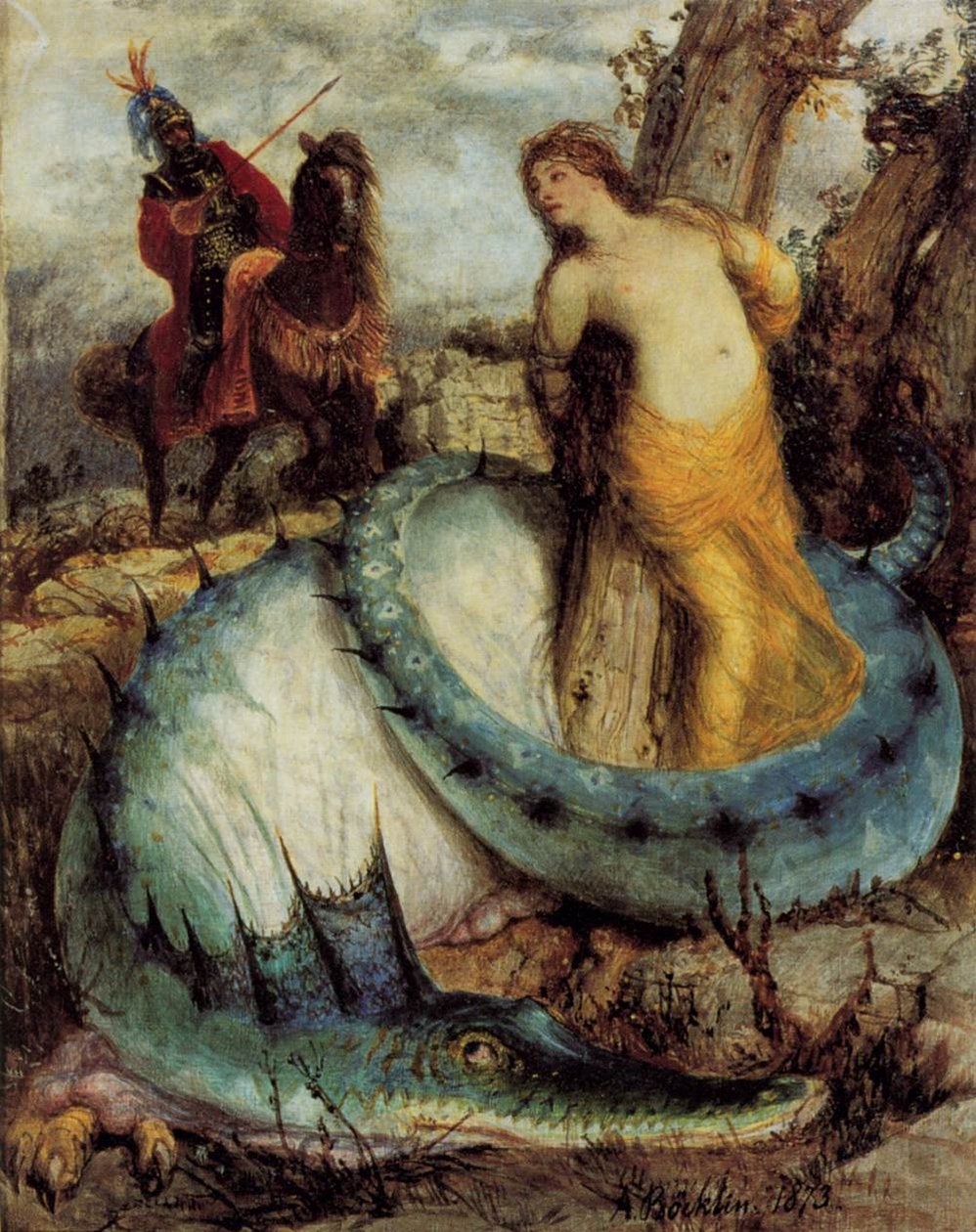 Angelica, voktet av en drage av Arnold Böcklin