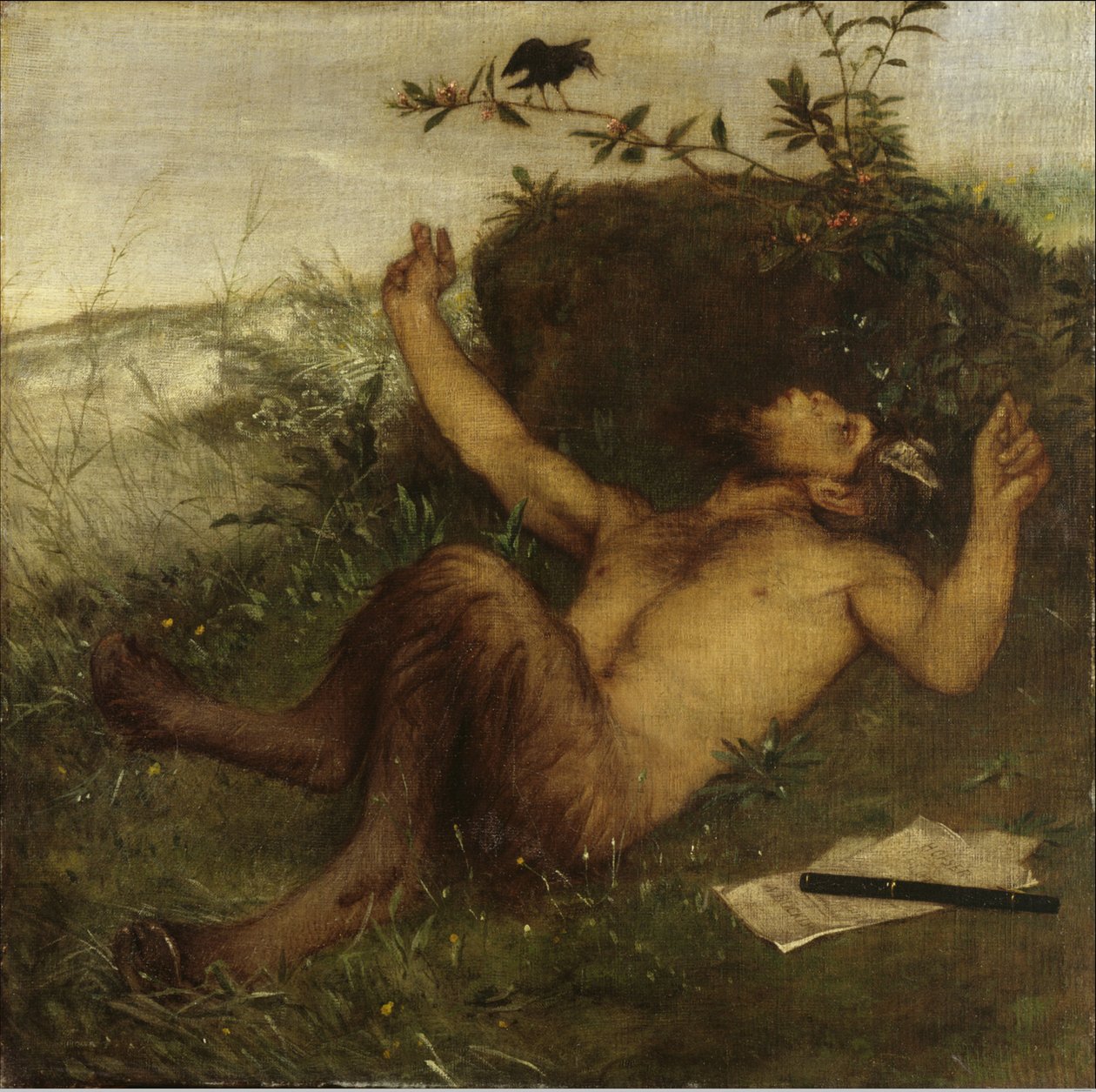 Faun som plystrer til en svarttrost av Arnold Böcklin