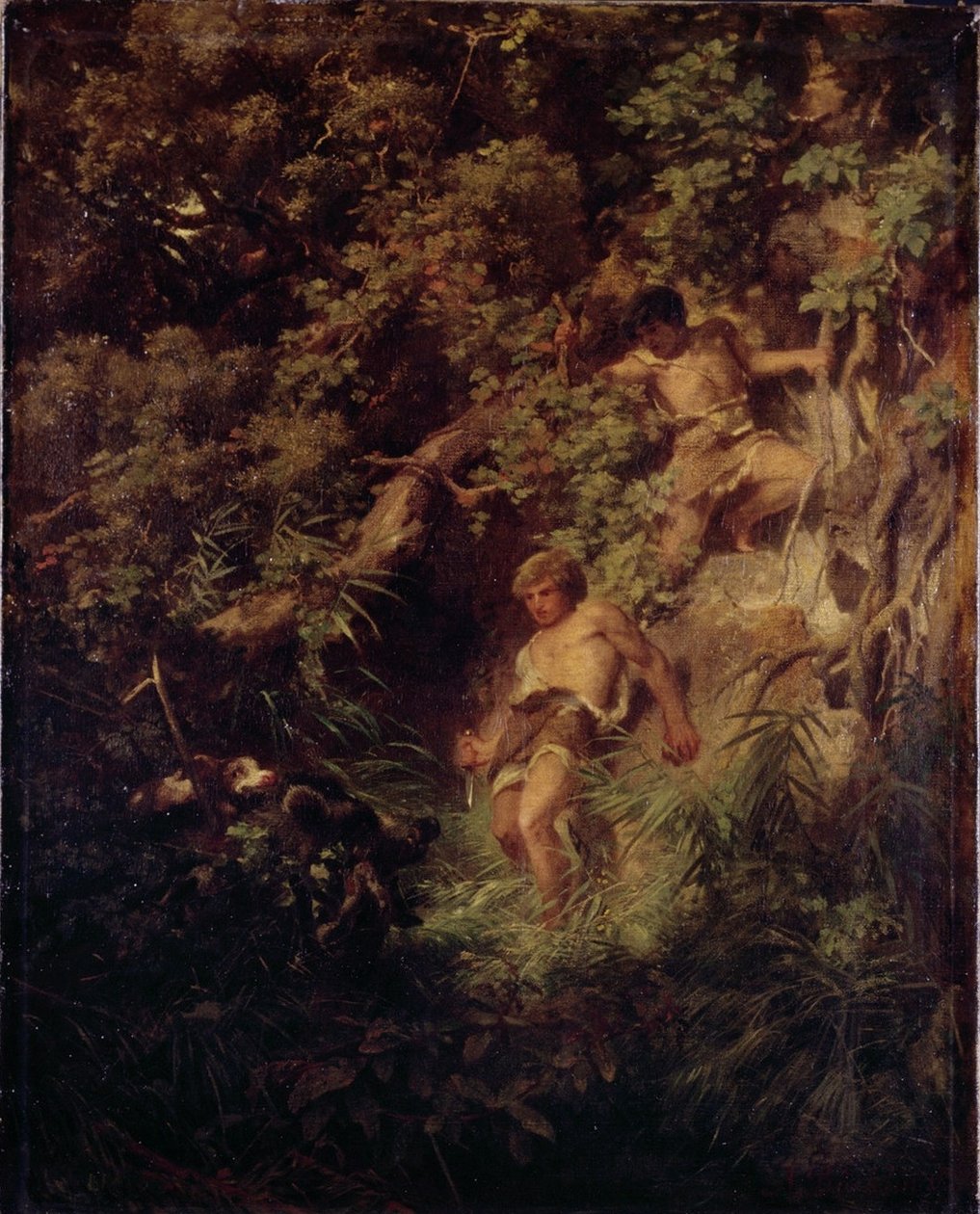 Germanske stammer på villsvinjakt av Arnold Böcklin