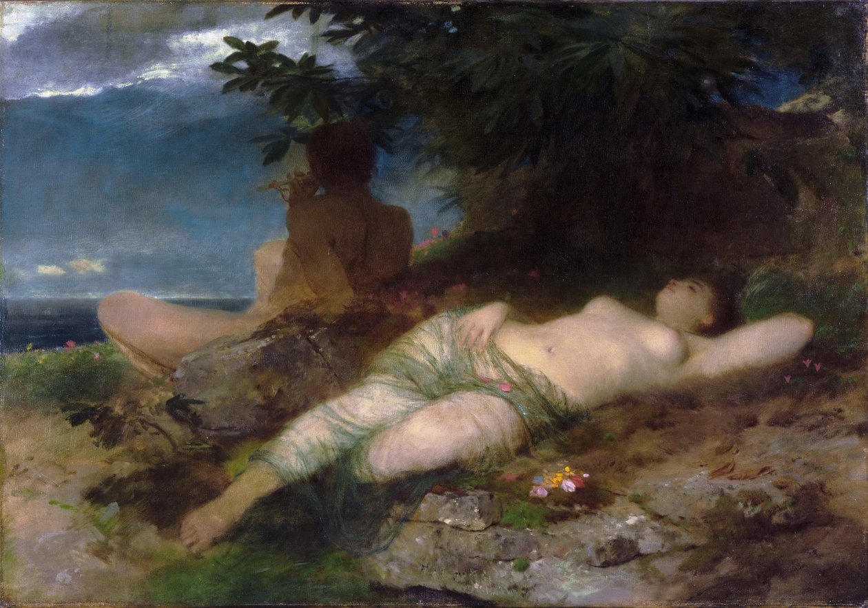 Nymfe og satyr av Arnold Böcklin