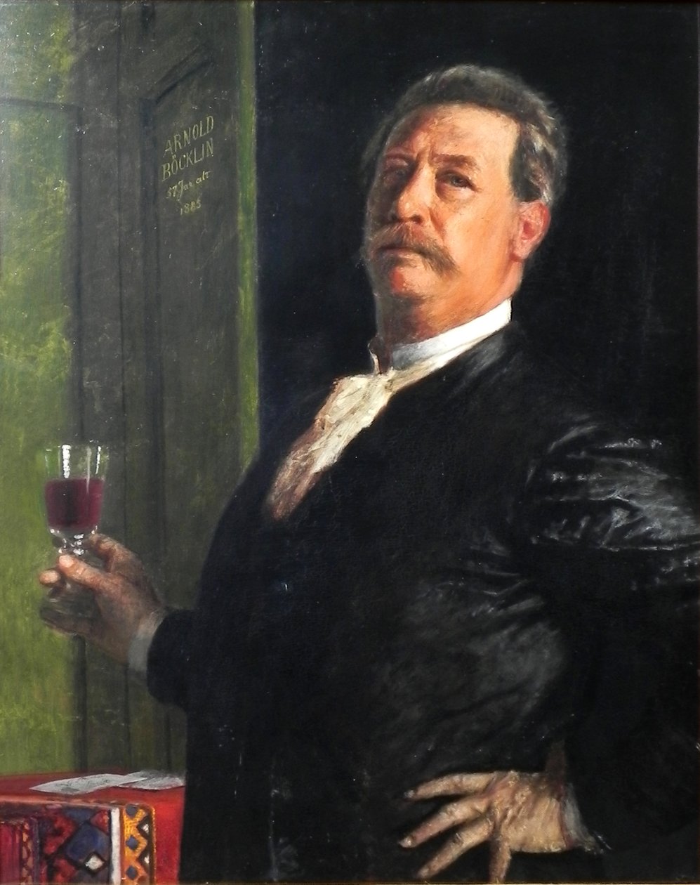 Selvportrett med vinglass av Arnold Böcklin