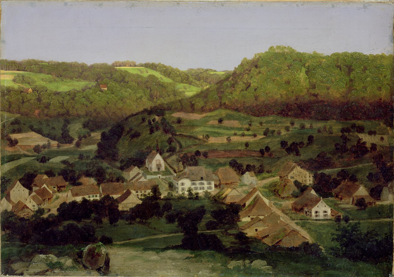 En utsikt over landsbyen Tenniken, 1846 av Arnold Böcklin