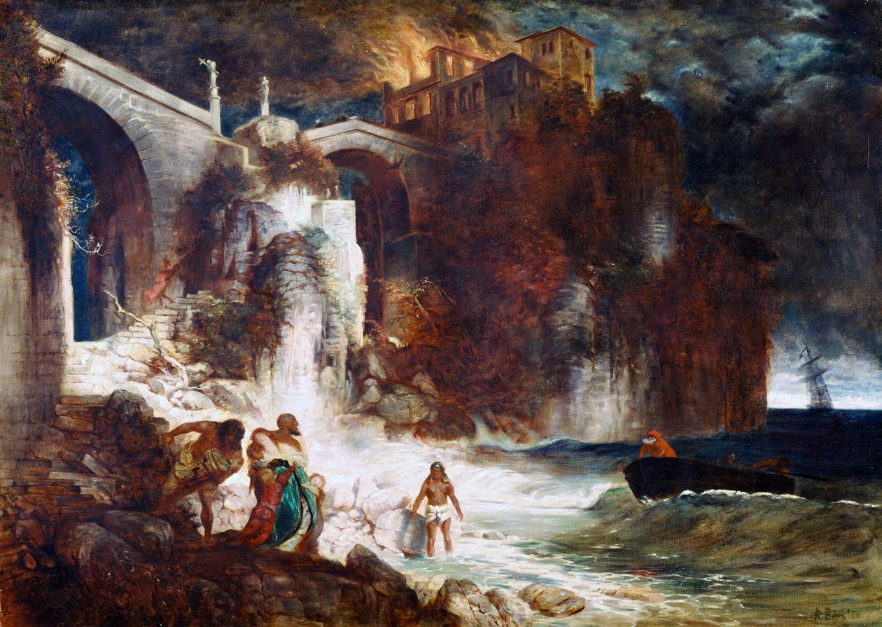 Piratangrep på et kystfort, 1872 av Arnold Böcklin