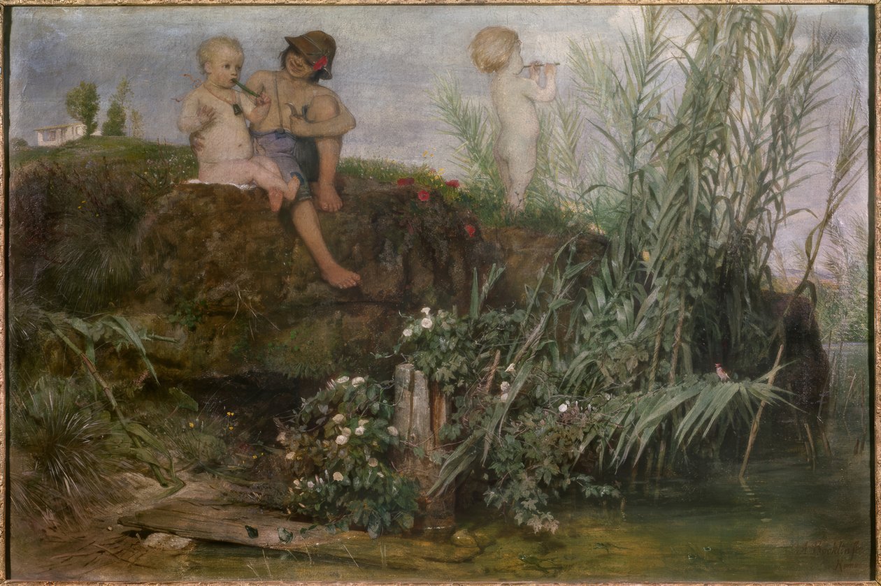 Barn som skjærer maipiper av Arnold Böcklin
