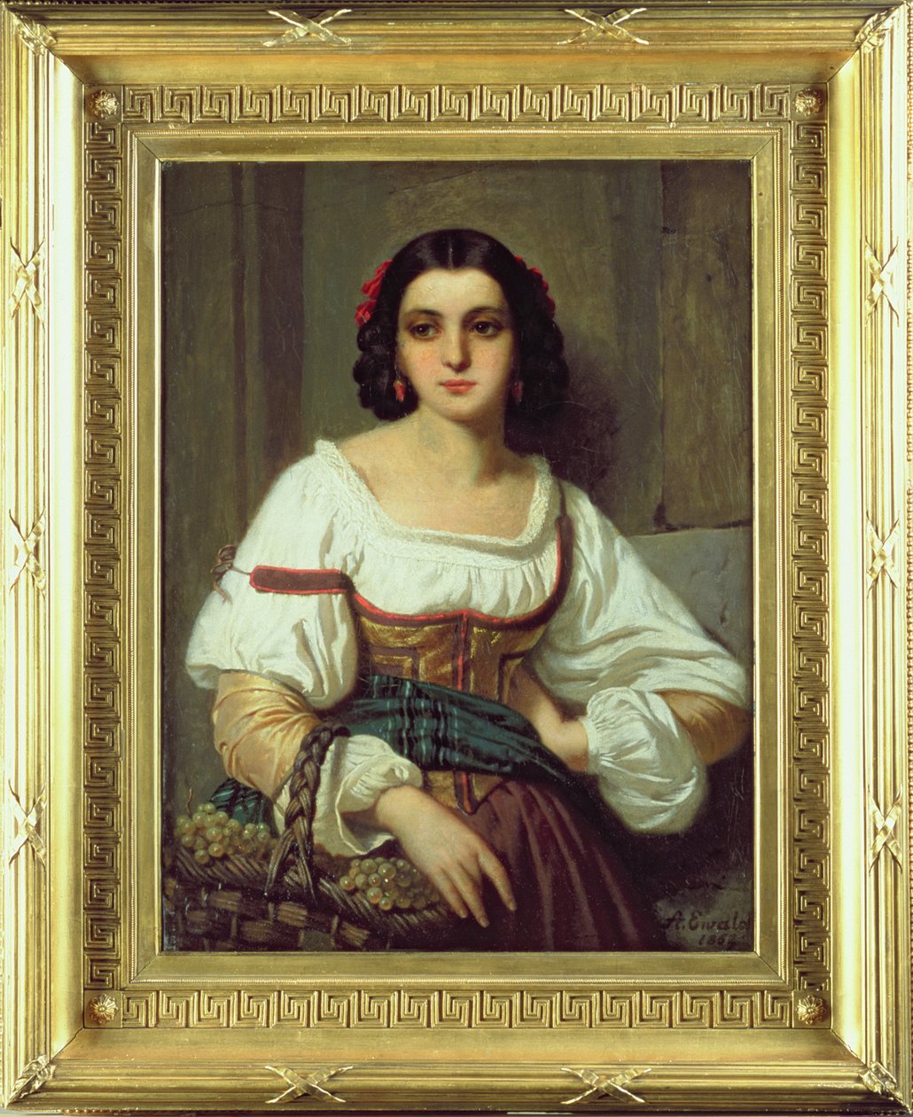Italiensk kvinne med kurv med druer, 1862 av Arnold Ferdinand Ewald