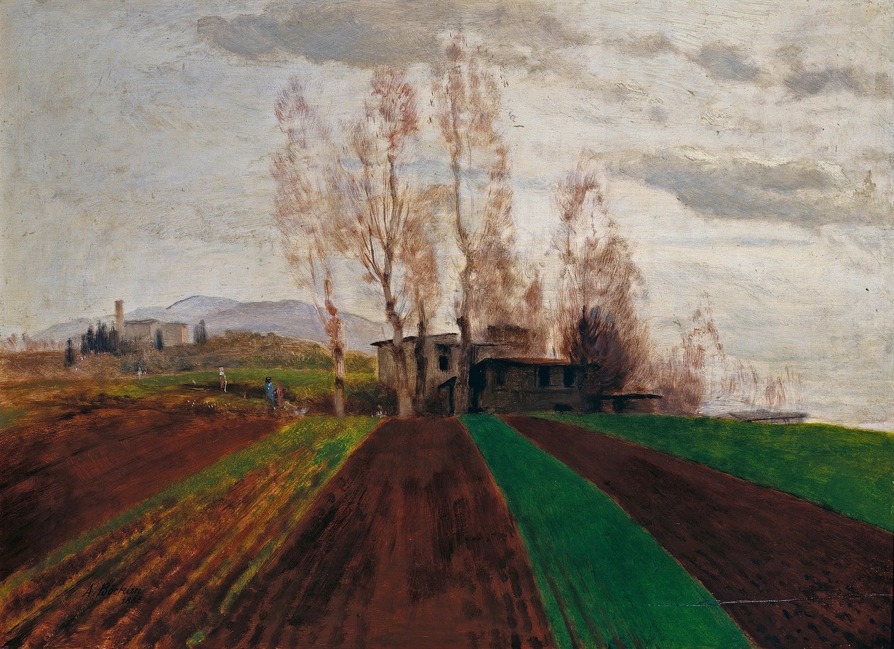 Jordbruksland tidlig om våren av Arnold Böcklin