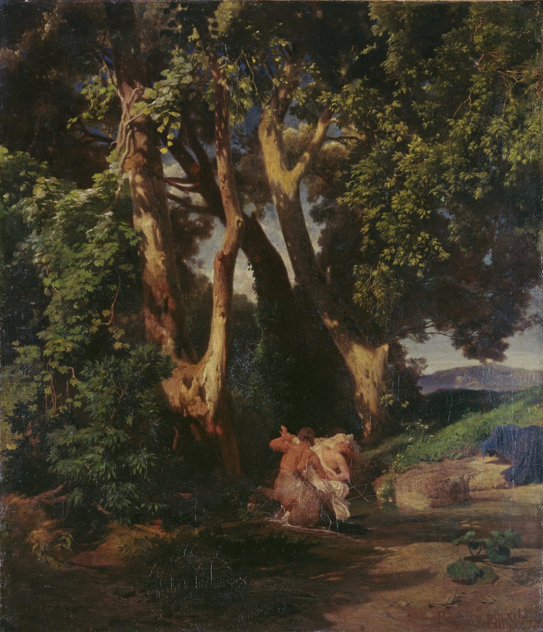 Skogkant med kentaur og nymfe av Arnold Böcklin