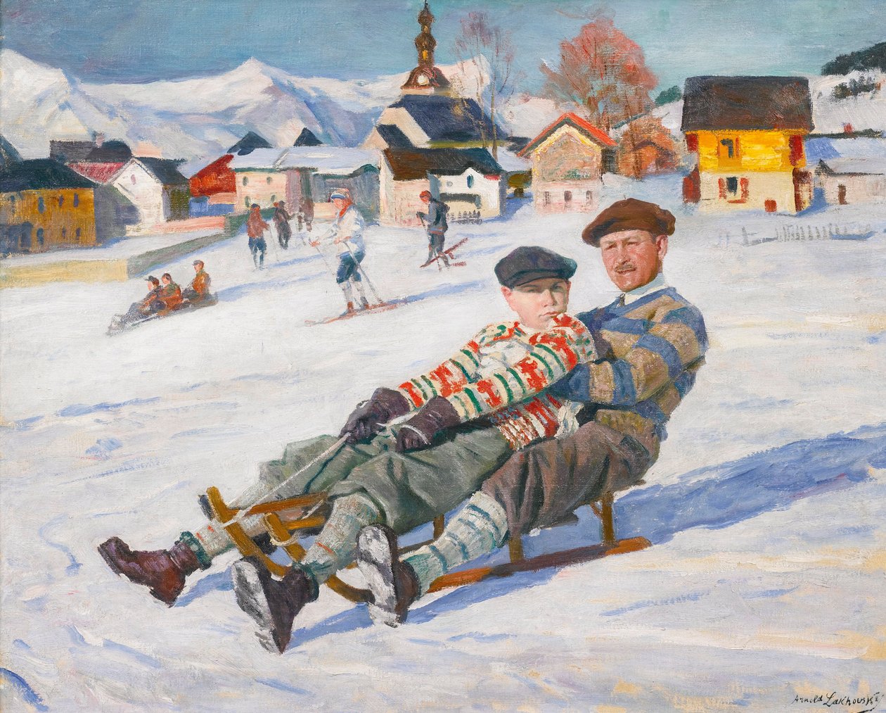 Carol II eller Charles II (1893-1953) Konge av Romania og prins Michael (fremtidig kong Mihai I, født 1921) - Carol II av Romania og prins Michael av Romania av Lakhovsky, Arnold Borisovich (1880-1937), tidlig på 1930-tallet - Olje på lerret, 66x80,6 - Pri av Arnold Borisovich Lakhovsky