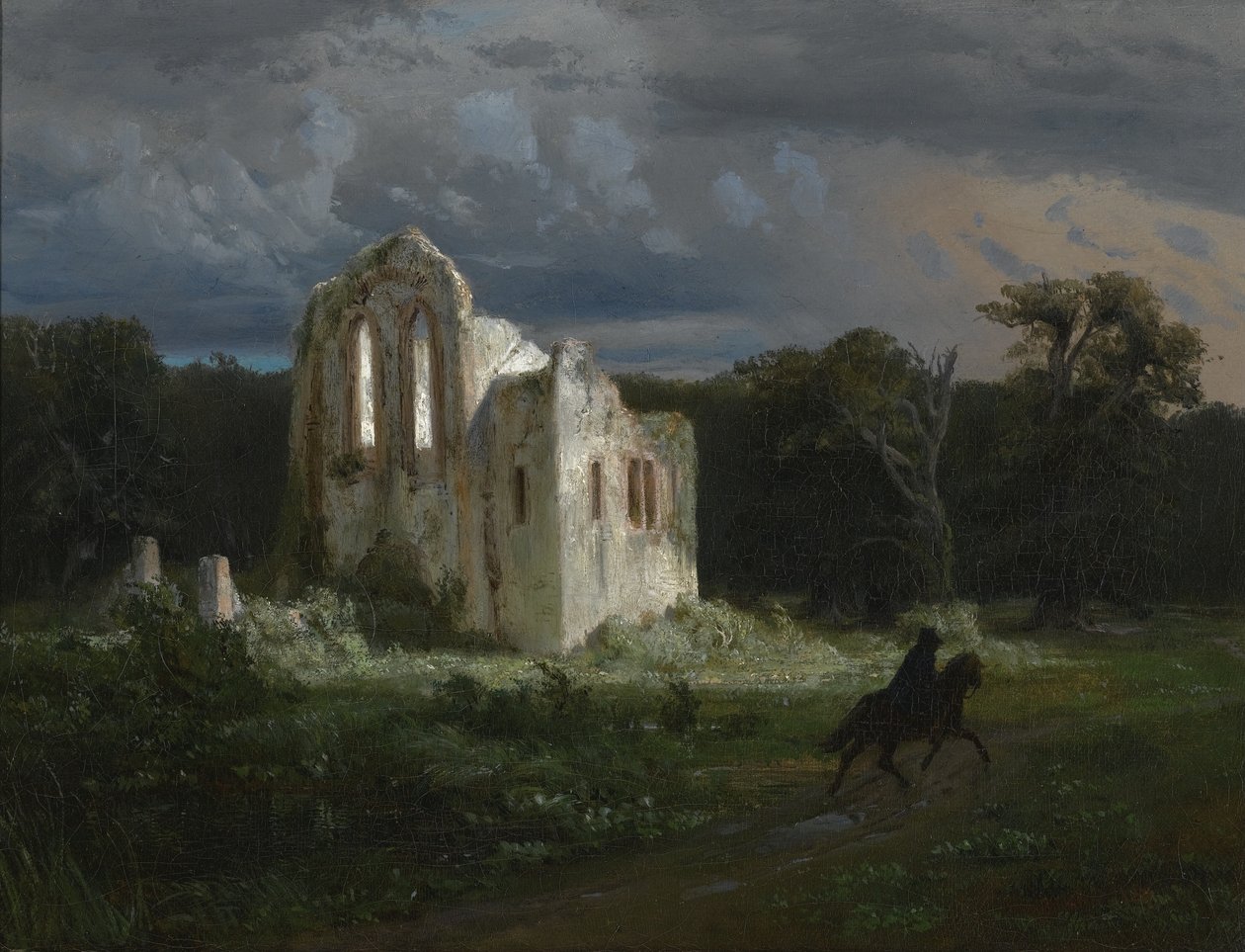 Måneskinnlandskap med en ruin av Arnold Böcklin