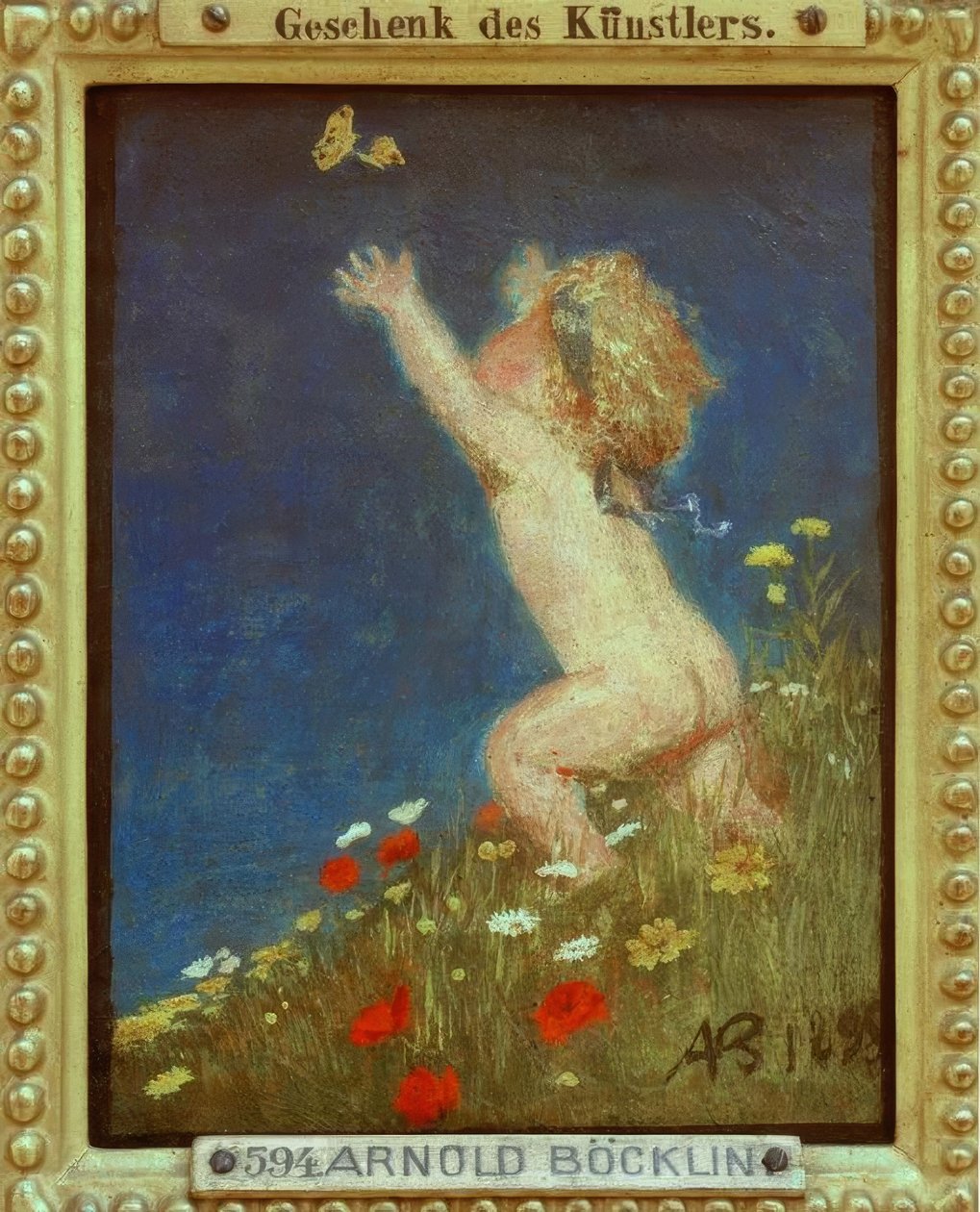 Nakent barn med blondt hår av Arnold Böcklin