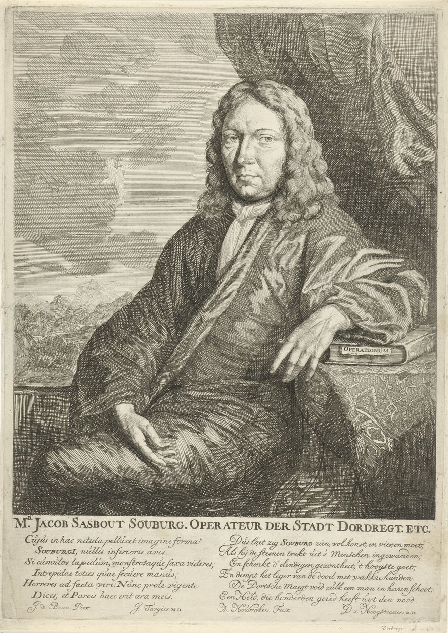 Portrett av Jacob Sasbout Souburg Mr Jacob Sasbout Souburg. Driftsleder i Dordregt kommune. osv. (tittel på objekt) av Arnold Houbraken