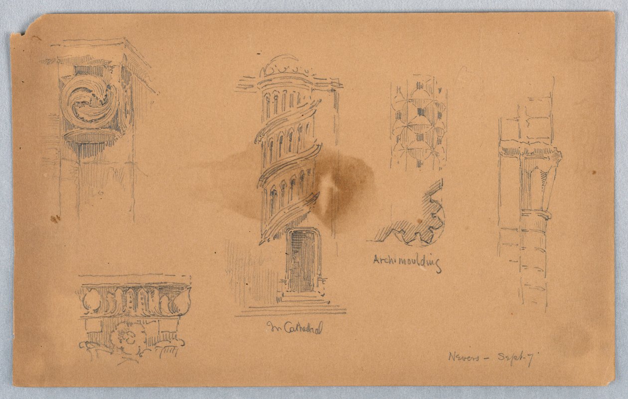 Arkitektoniske detaljer på Nevers av Arnold William Brunner