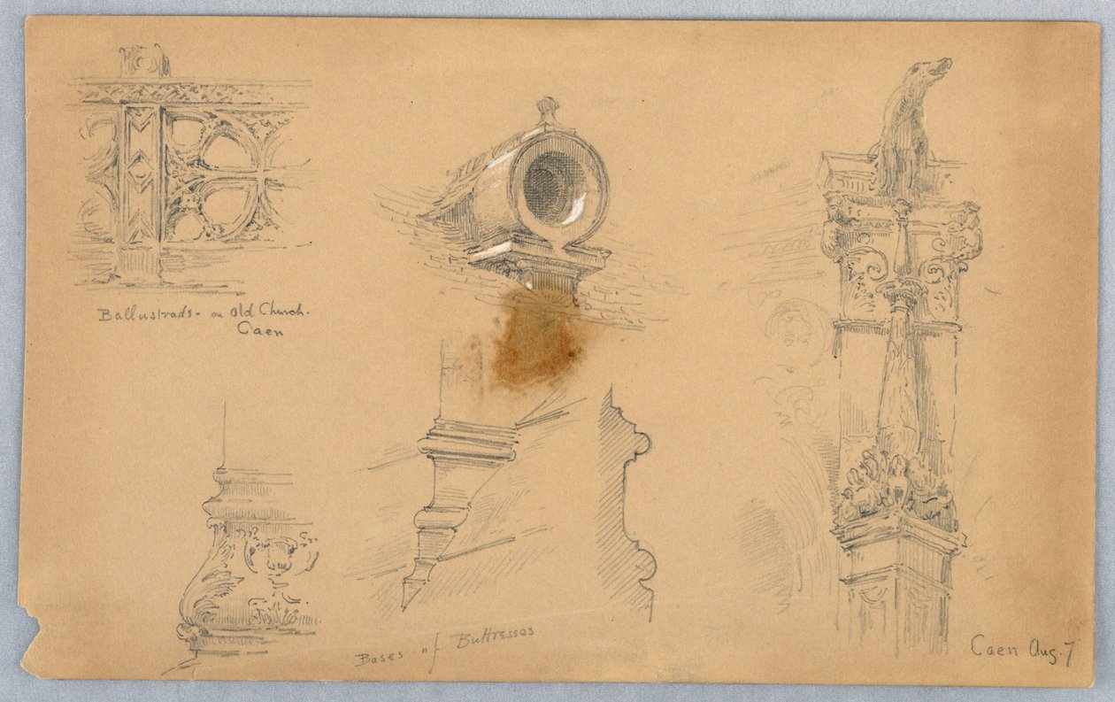 Arkitektoniske skisser i Caen av Arnold William Brunner