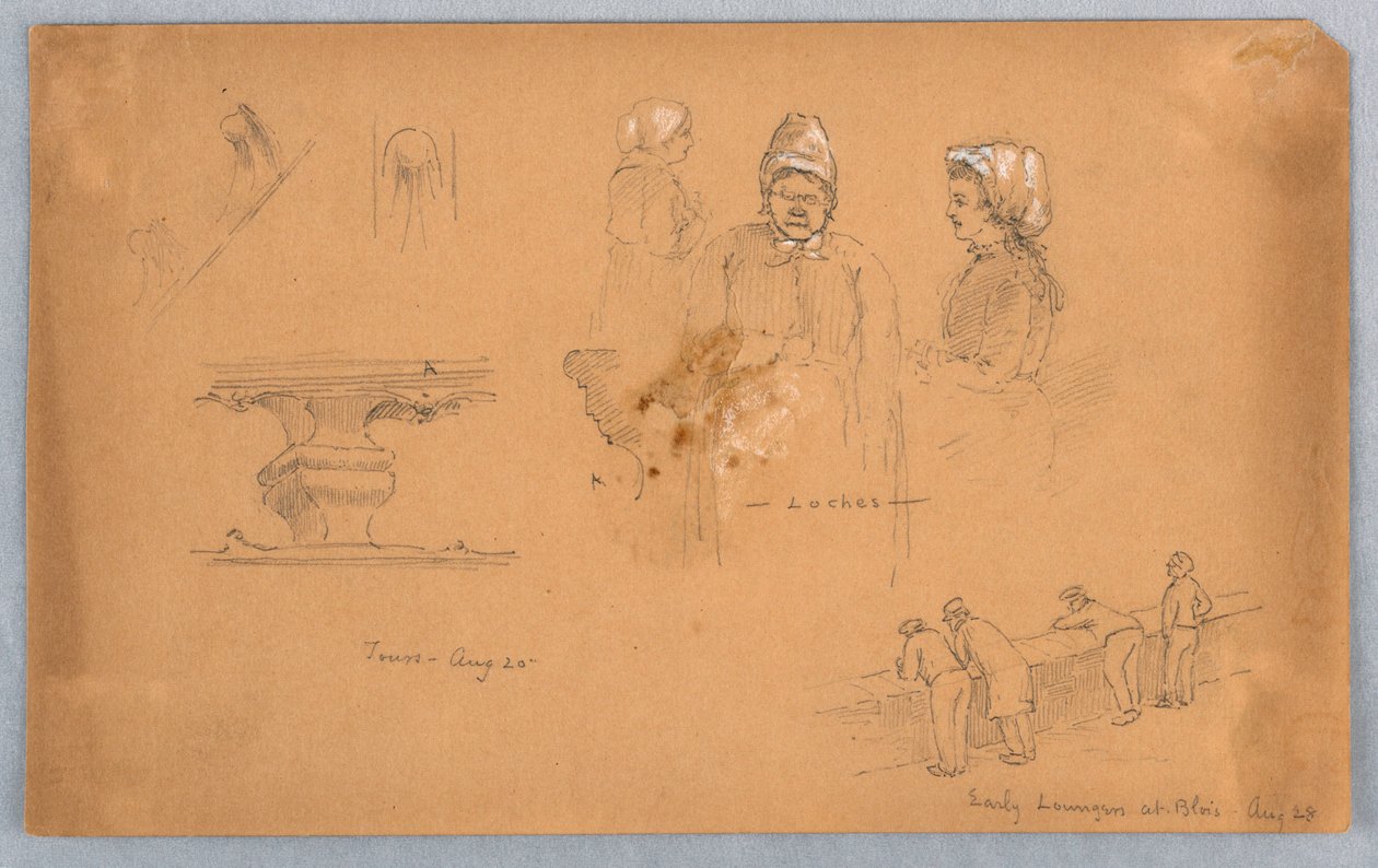 Arkitektur- og figurskisser av Arnold William Brunner