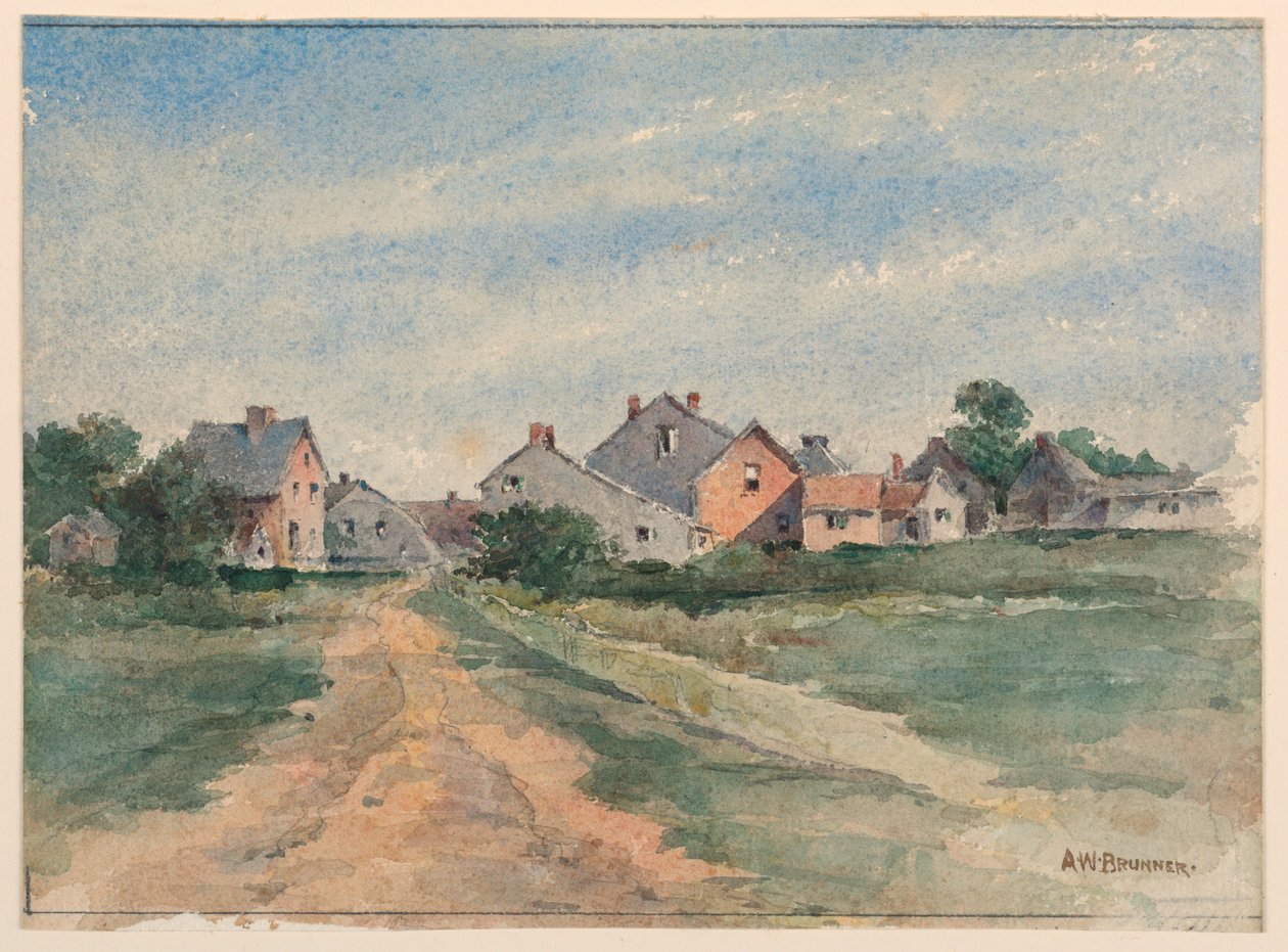 Landskap med hus av Arnold William Brunner