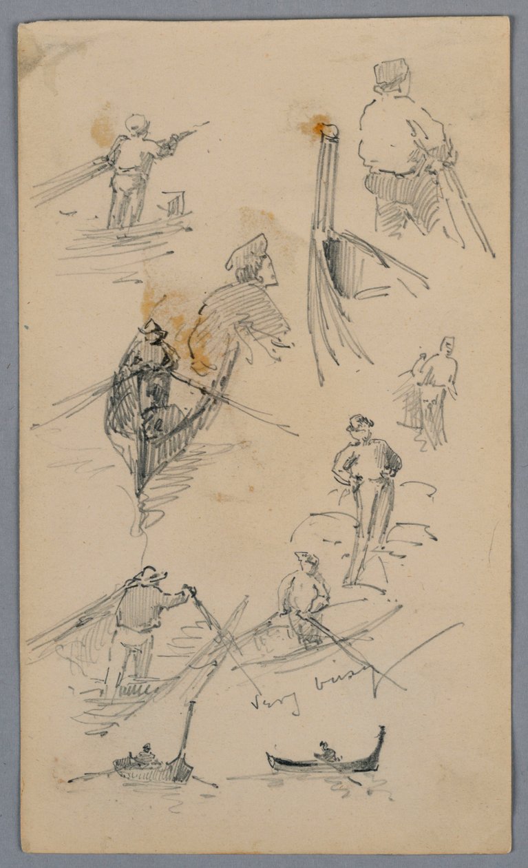 Skisser av figurer på båter av Arnold William Brunner