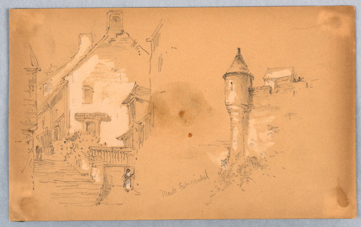 To skisser på Mont. St. Michel av Arnold William Brunner