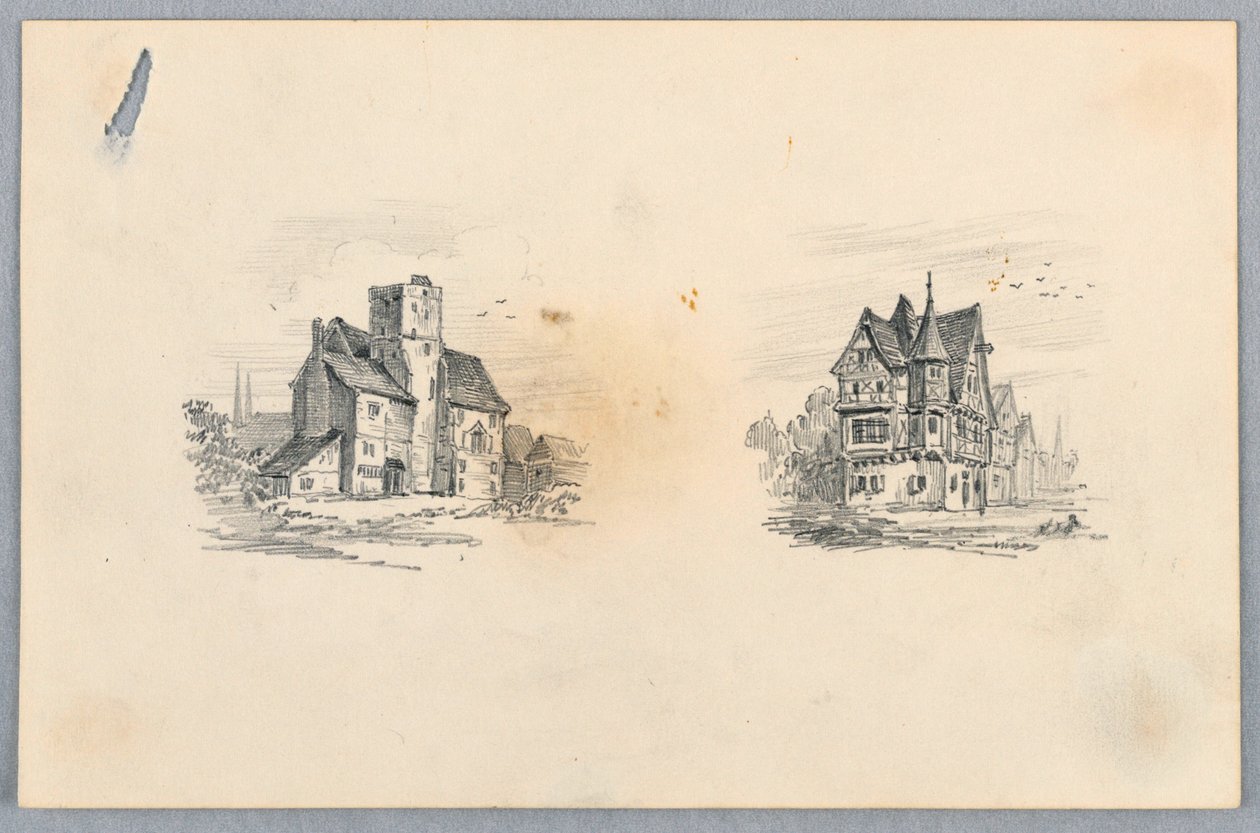 To skisser av hus av Arnold William Brunner