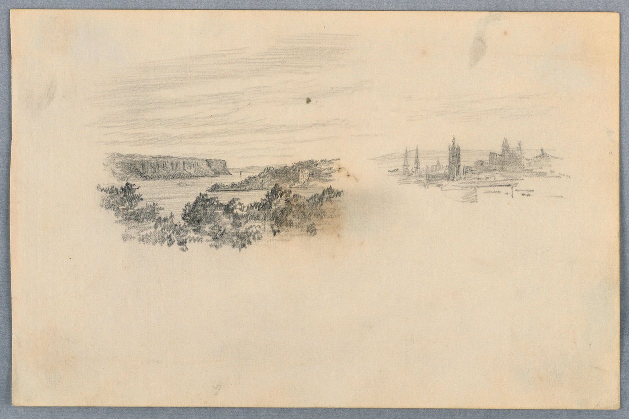 To utsikter, landskap og byskyline av Arnold William Brunner