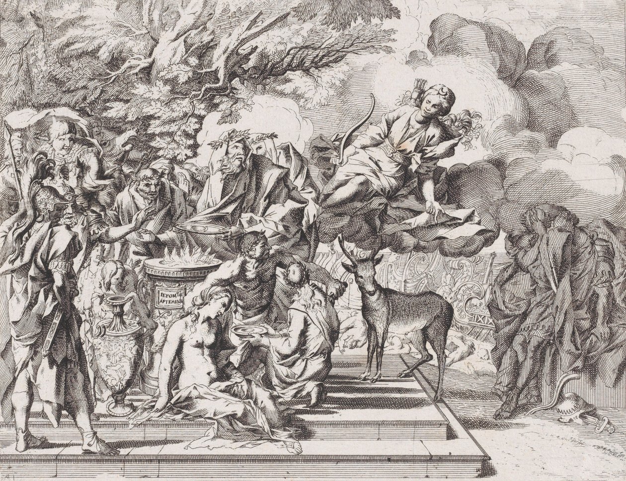 Offeret av Iphigenia, 1650-1700. av Arnold van Westerhout.