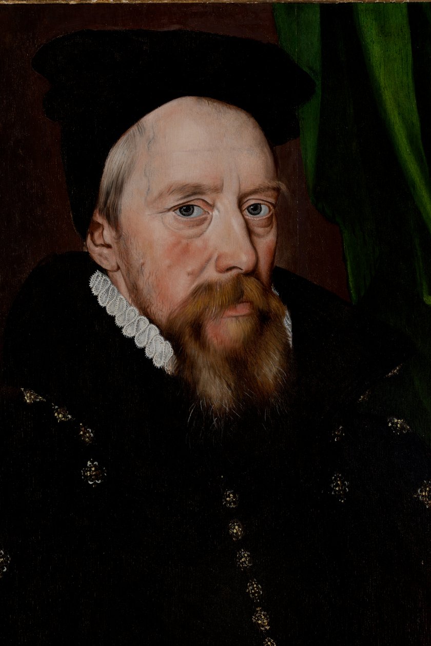 William Cecil, Lord Burghley (1520-1598), ca. 1575 (olje på panel) av Arnold von (by or after) Brounckhorst