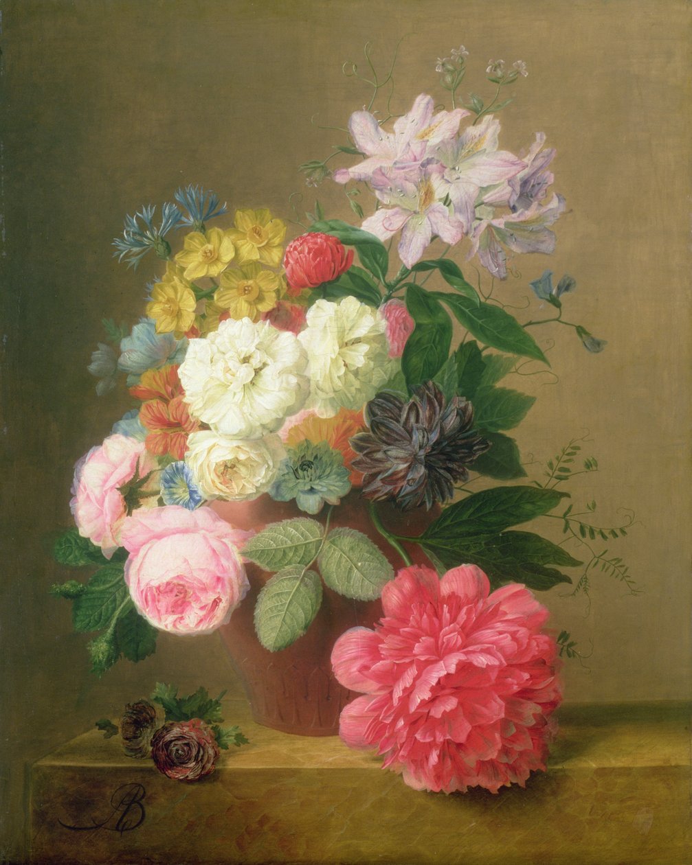 Stilleben av blomster av Arnoldus Bloemers