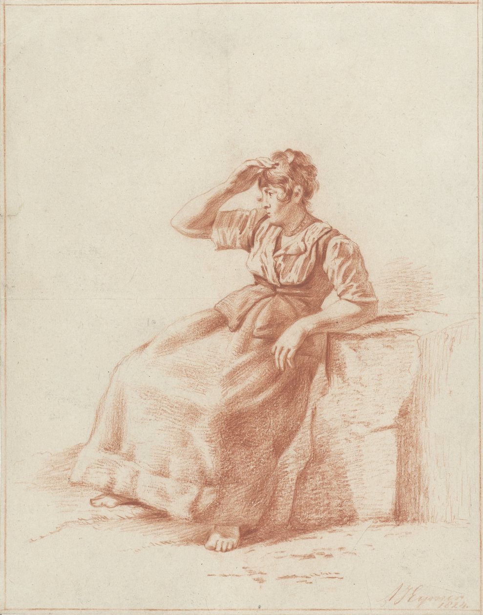 Sittende bondepike av Arnoldus Johannes Eymer