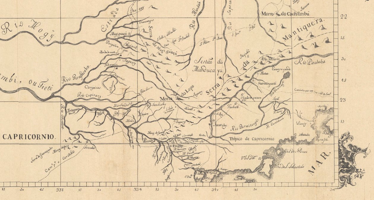Kaptein på São Paulo i 1766, i det korografiske diagrammet over grensene til staten Minas Gerais med São Paulos grenser av Aroeira