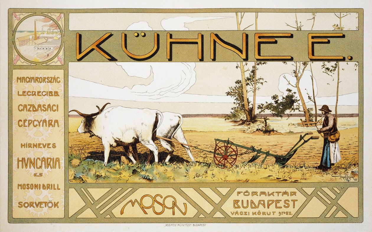 Reproduksjon av en plakat som reklamerer for Kuhnee Agricultural Manufacturers, 1899 av Arpad Basch