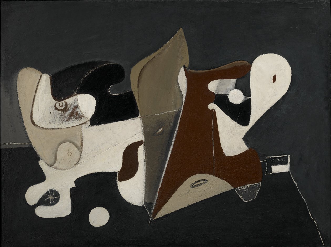 Nighttime, Enigma and Nostalgia, ca. 1933-34 (olje på lerret montert på panel) av Arshile Gorky