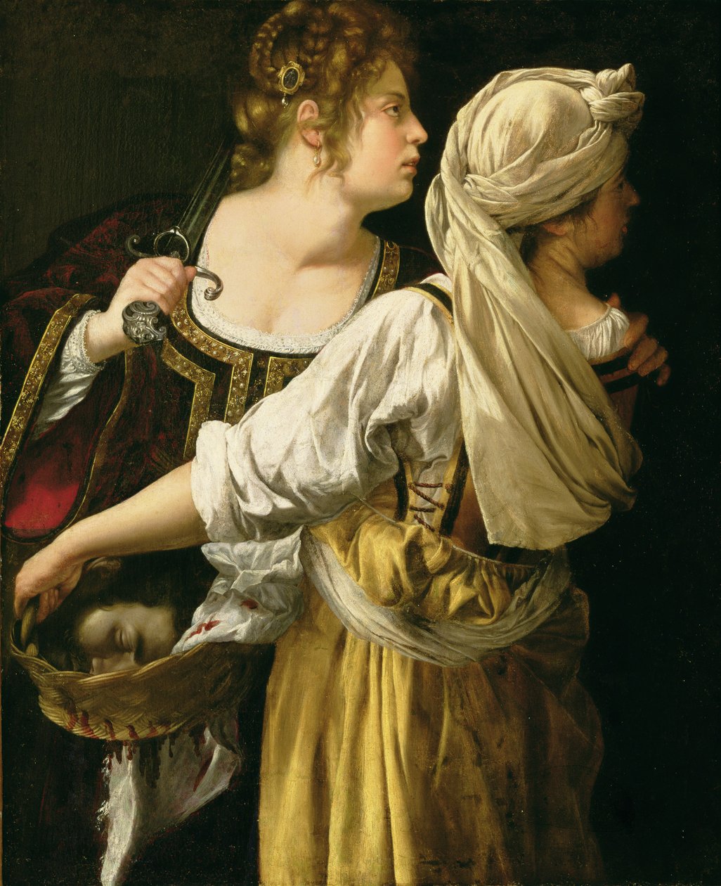 Judith og hennes tjener (olje på lerret) av Artemisia Gentileschi