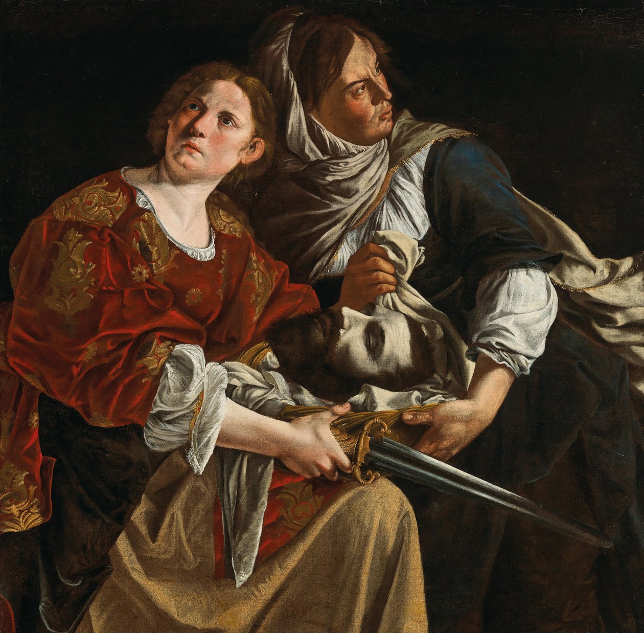 Judith med sjefen for Holofernes og en tjener. av Artemisia Gentileschi