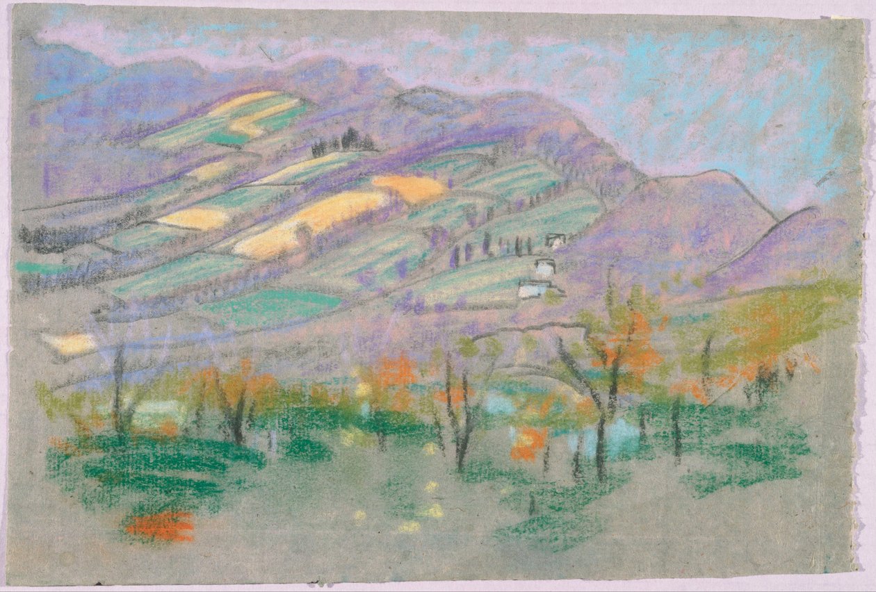 Landskap med lilla fjell av Arthur Bowen Davies