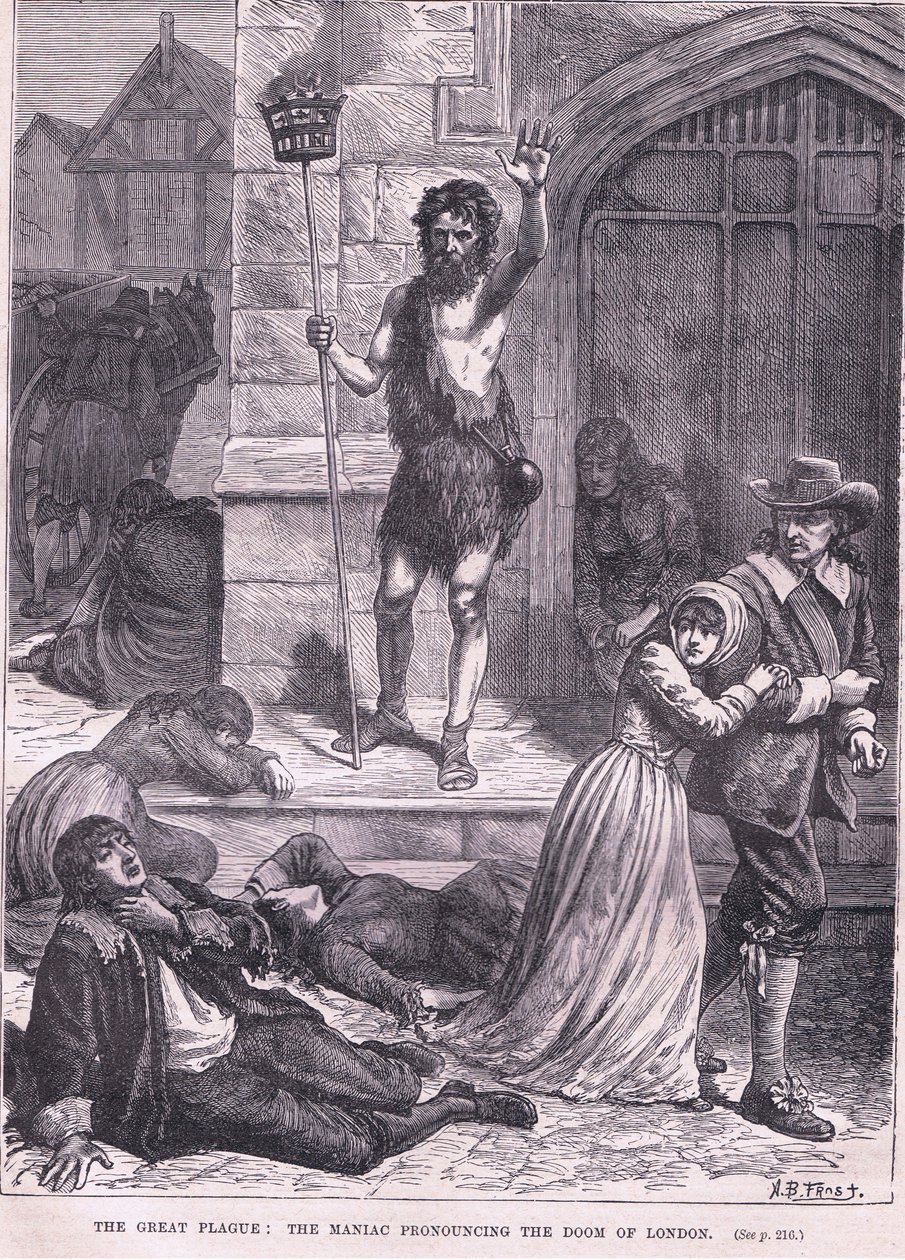 Den store pesten: Galningen som uttaler undergangen til London e.Kr. 1665 av Arthur Burdett Frost