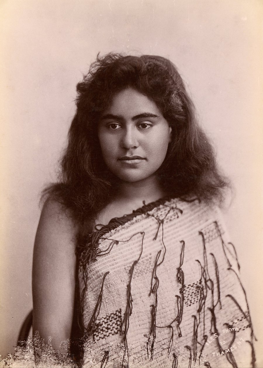 Maori -kvinne, Thames, New Zealand av Arthur James Iles