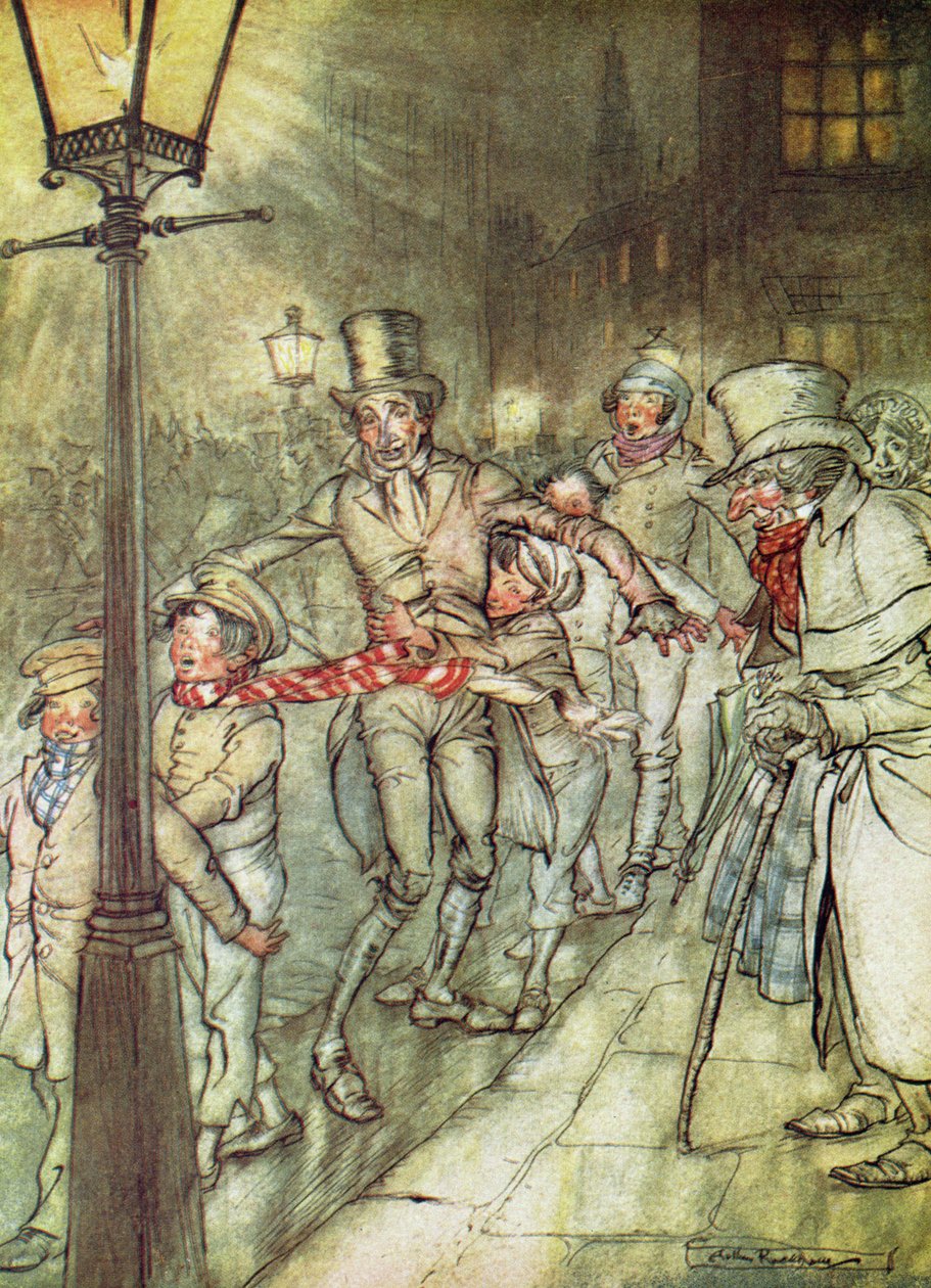Bob Cratchit gikk ned en skli på Cornhill, fra 