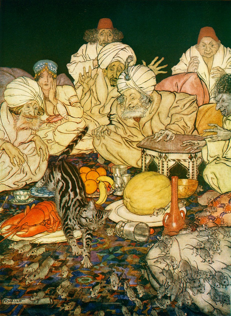 Illustrasjon til Dick Whittington og katten hans, fra English Fairy Tales Gjenfortalt av F.A. Steel, 1927 av Arthur Rackham
