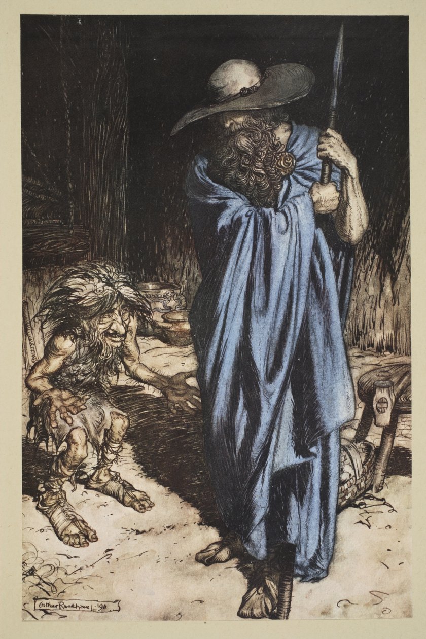 Mime and the Wanderer, fra 'Siegfried and The Twilight of the Gods', 1910 av Arthur Rackham