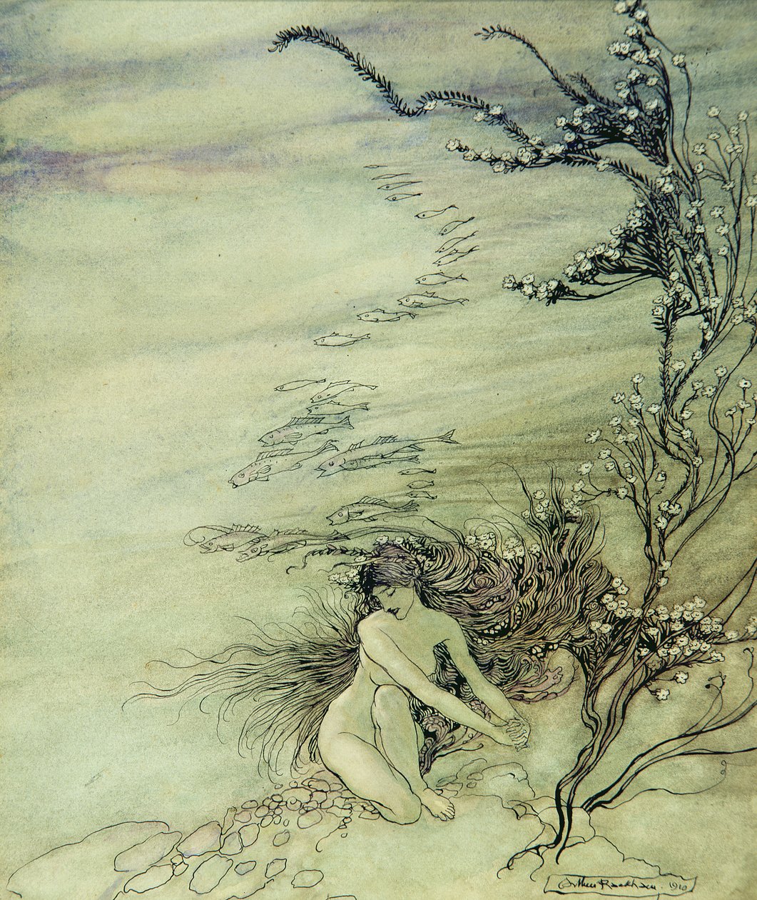 Rhinens jomfru klagesang, 1910 av Arthur Rackham