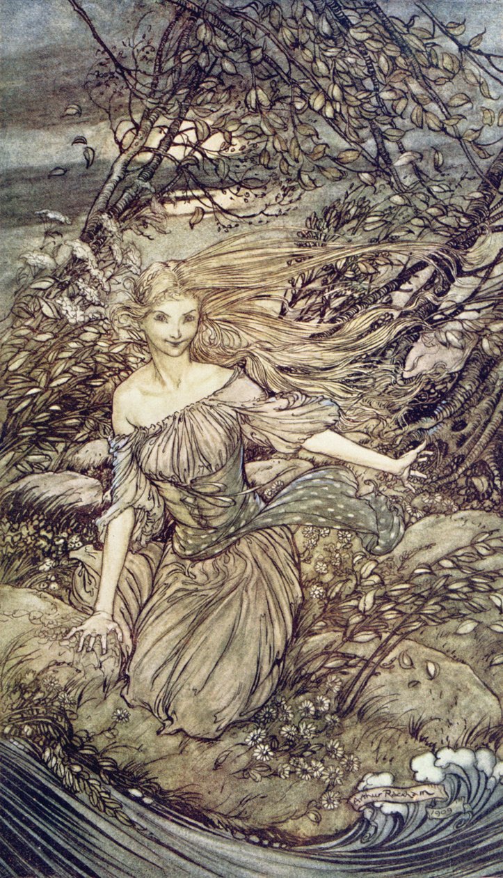 Undine, illustrasjon fra boken av Baron Friedrich de la Motte Fouque (1777-1843) 1909 av Arthur Rackham