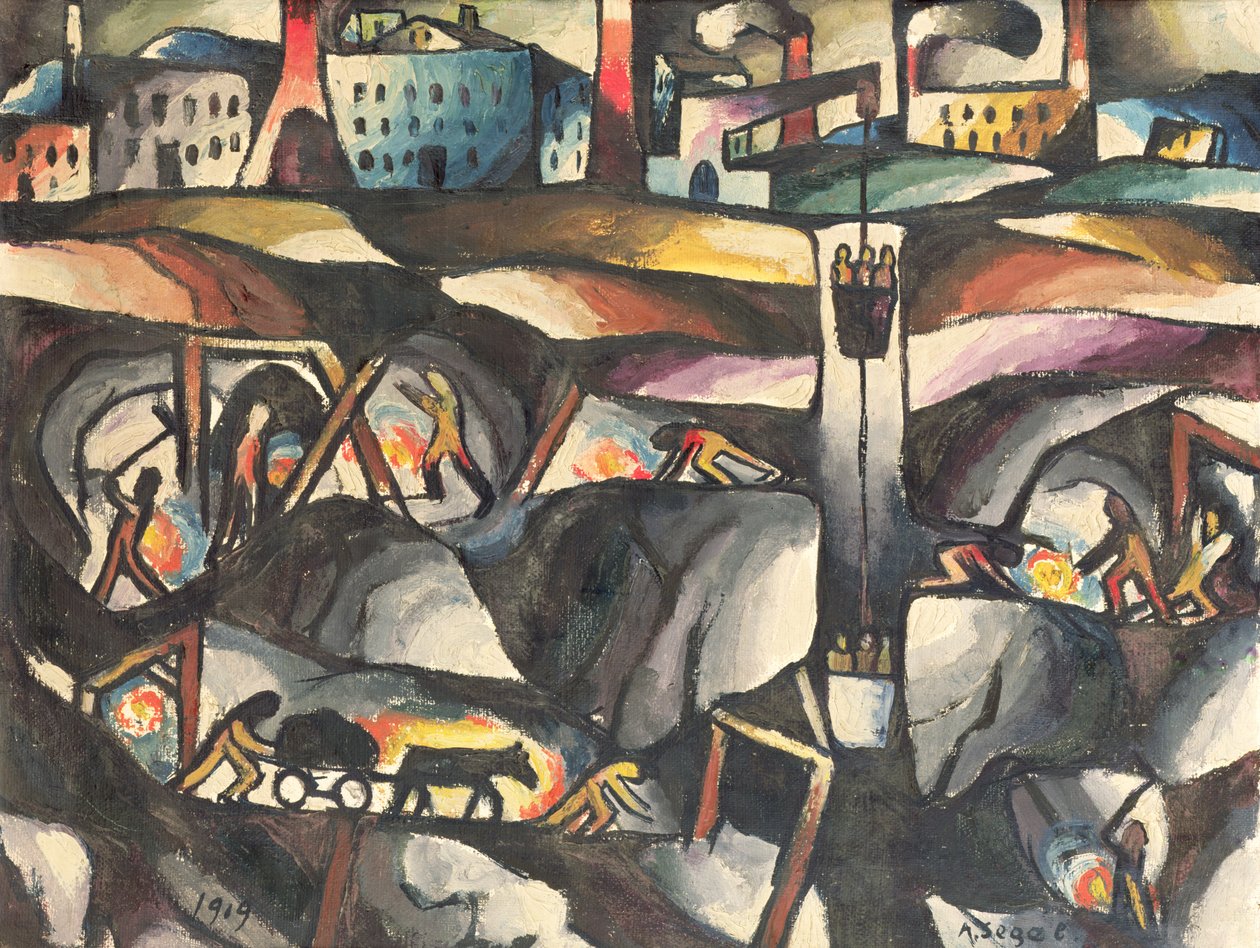 Gruvedrift, 1919 av Arthur Segal