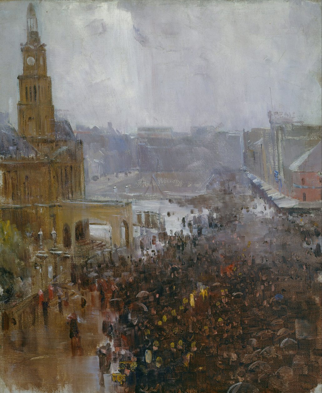 Firemans begravelse, George Street av Arthur Streeton