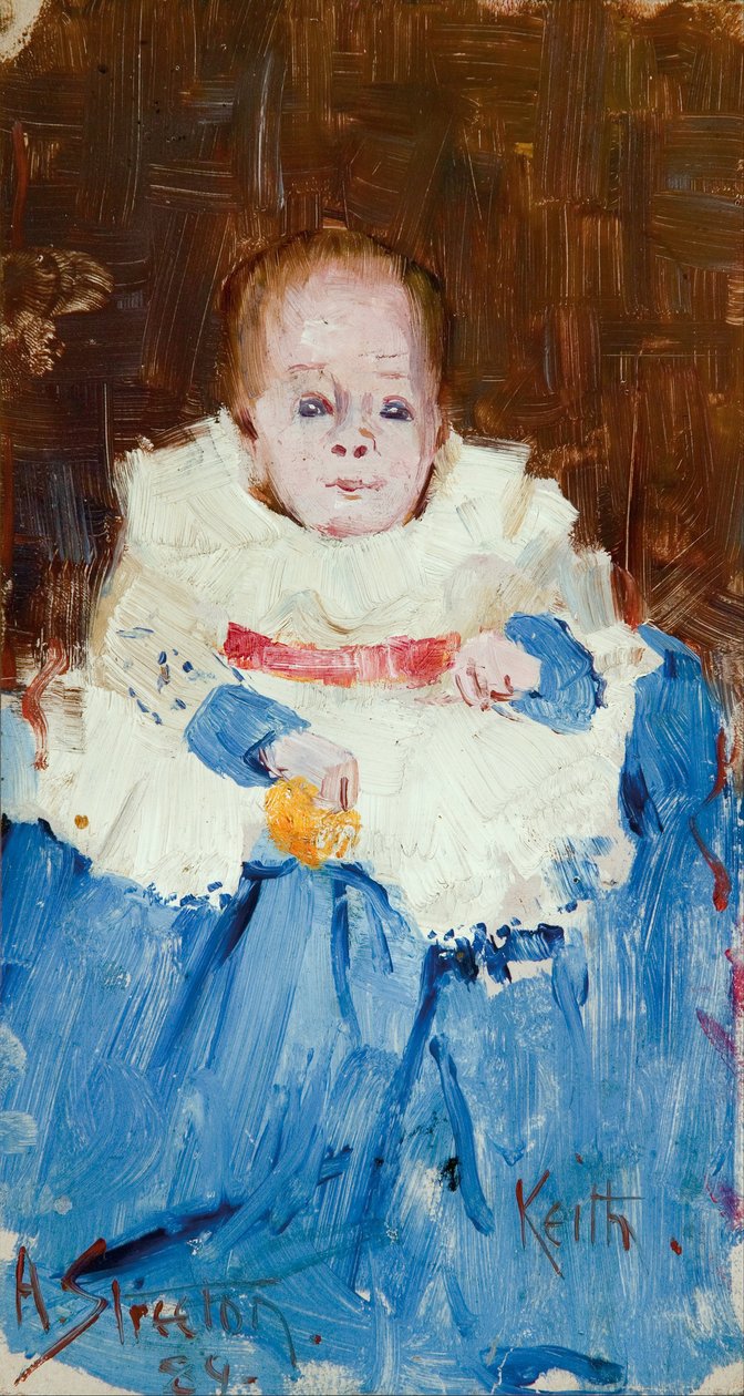 Oransje, blå og hvit (portrett av Keith) av Arthur Streeton