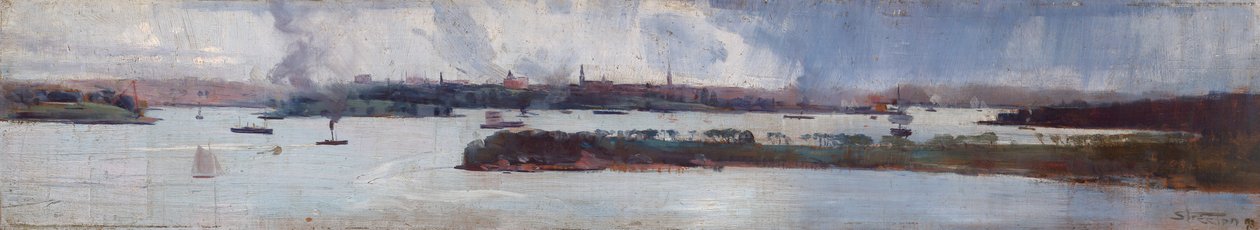 Regn over Sydney Harbour av Arthur Streeton