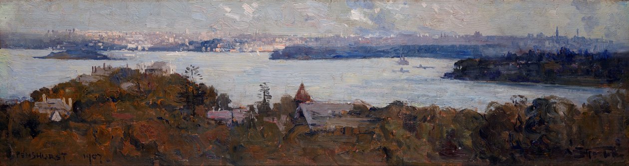 Sydney havn fra Penshurst (Cremorne) av Arthur Streeton