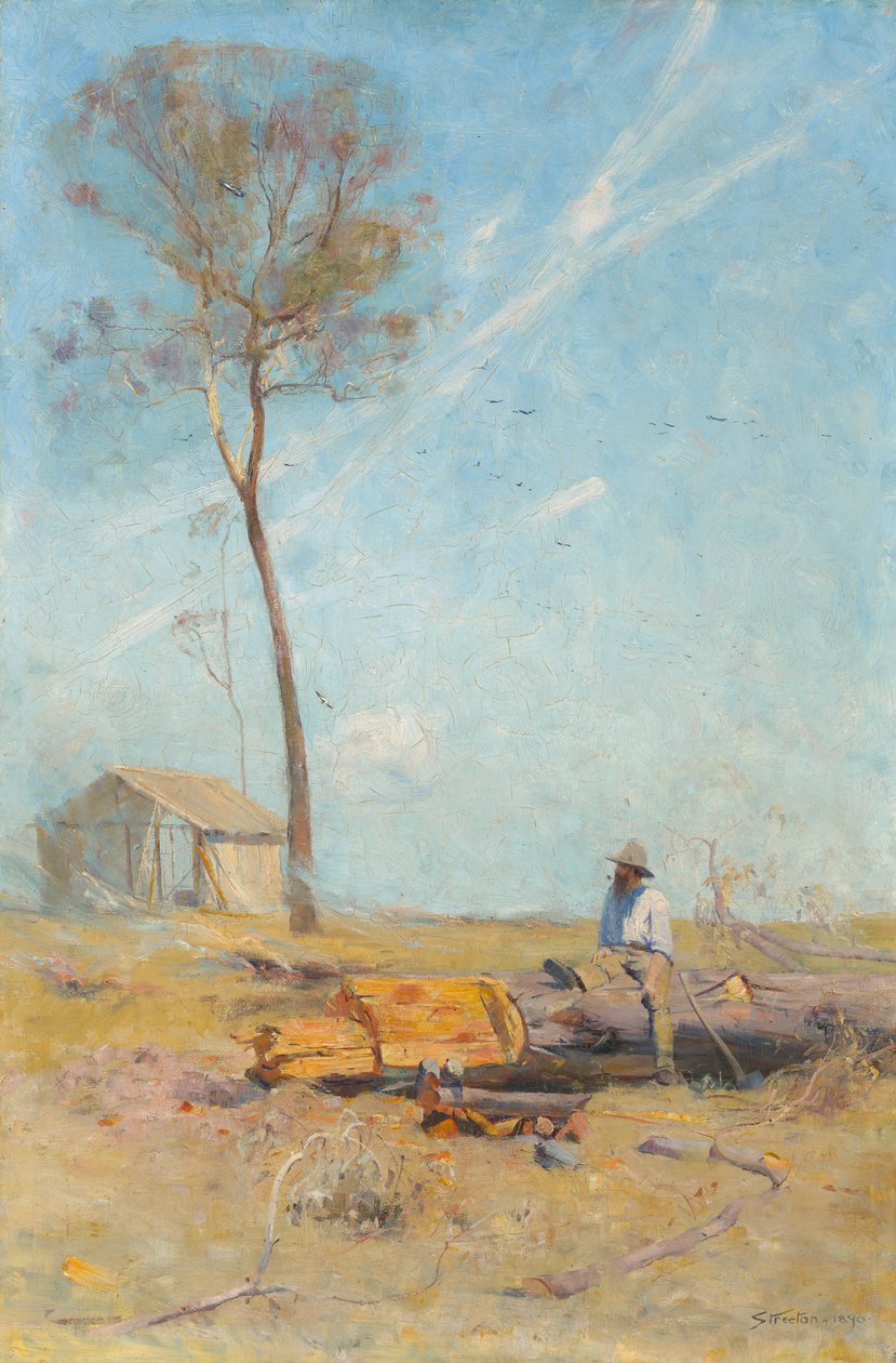 Velgerhytta (Whelan på stokken) av Arthur Streeton