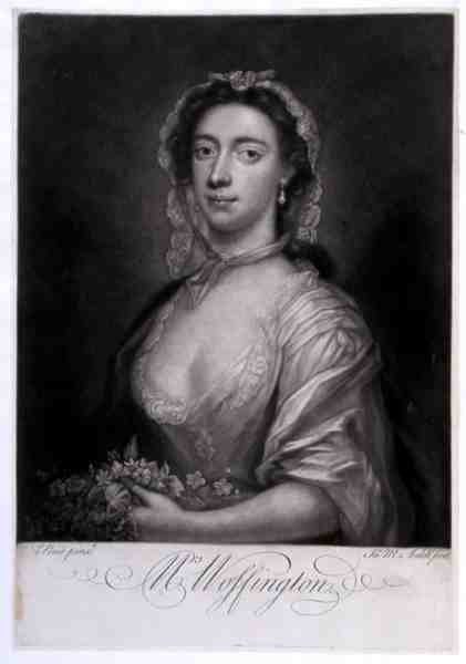 Mrs Woffington, gravert av James McArdell (ca. 1729-65) (gravering) av Arthur (after) Pond