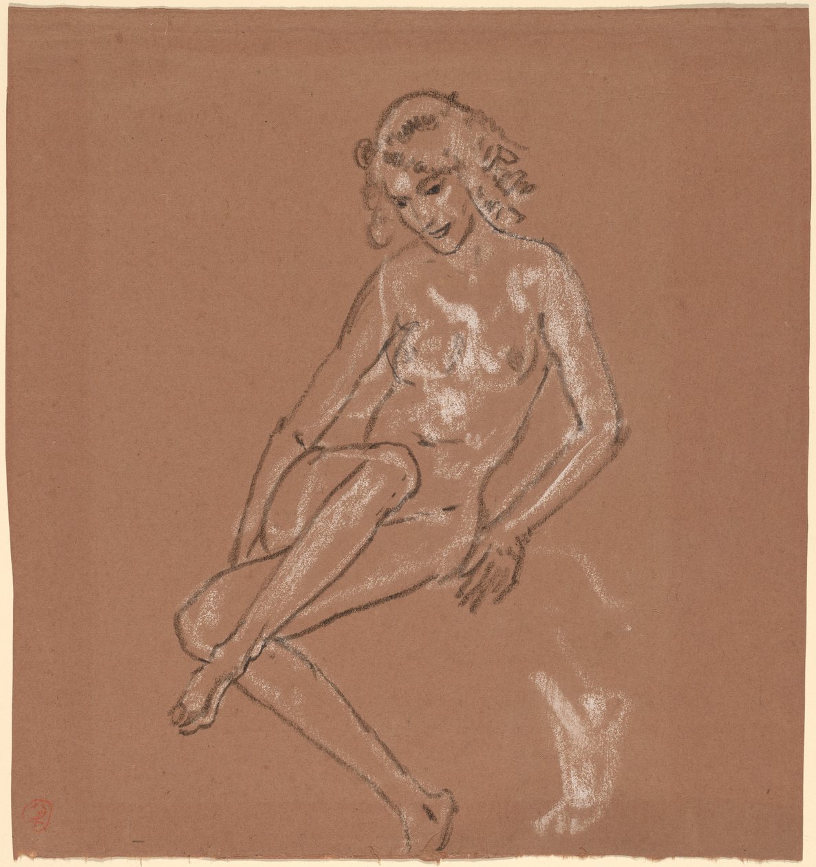 Sittende naken og en fot av Arthur B. Davies