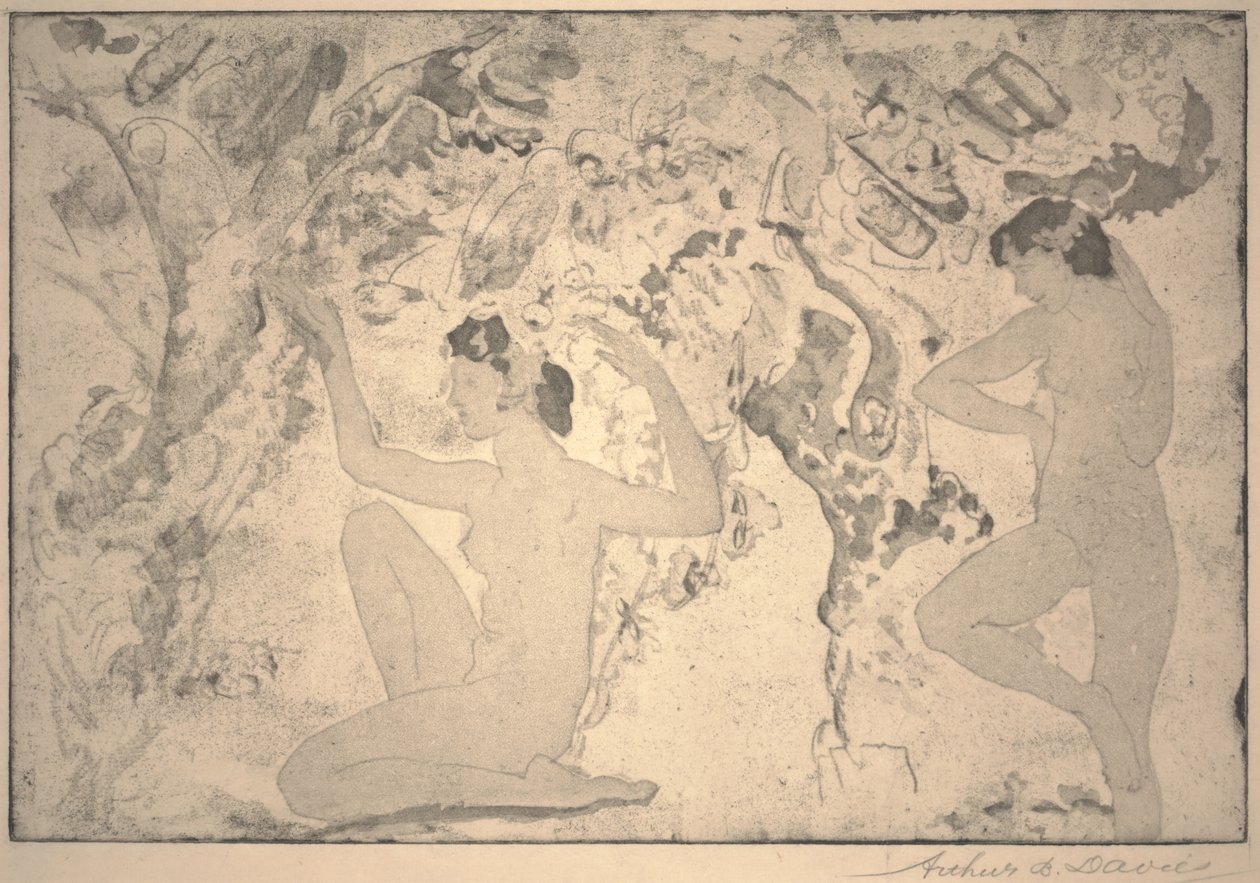 Angled Beauty, trykk laget av Ernest Haskell, 1918 av Arthur Bowen Davies