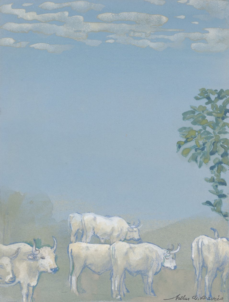 Landskap med kyr av Arthur Bowen Davies